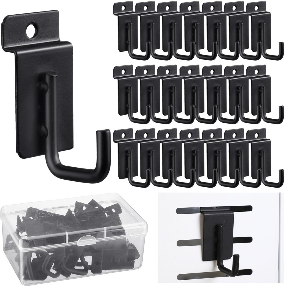 Tandefio 25 Pack J Shaped Slatwall Hooks and Hangers Heavy Duty Slatwall Accesso