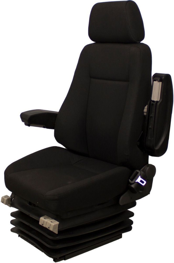 Pilot 24V Black Fabric Air Suspension Seat For Excavators Wheel Loaders Dozers