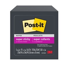 Post-it 654-5SSSC Super Sticky Notes, Black, 3 x 3″, Pack of 5 Pads