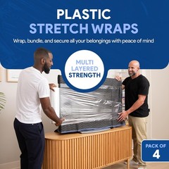 Shrink Wrap Pallet Wrap 18″ x 1500FT 80 Gauge Hand Stretch Plastic Film (4 Roll)