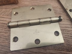 NOS Door Hinges LB Lawrence 2500-DB Satin Brass Button Tip 3 1/2 X 3 1/2