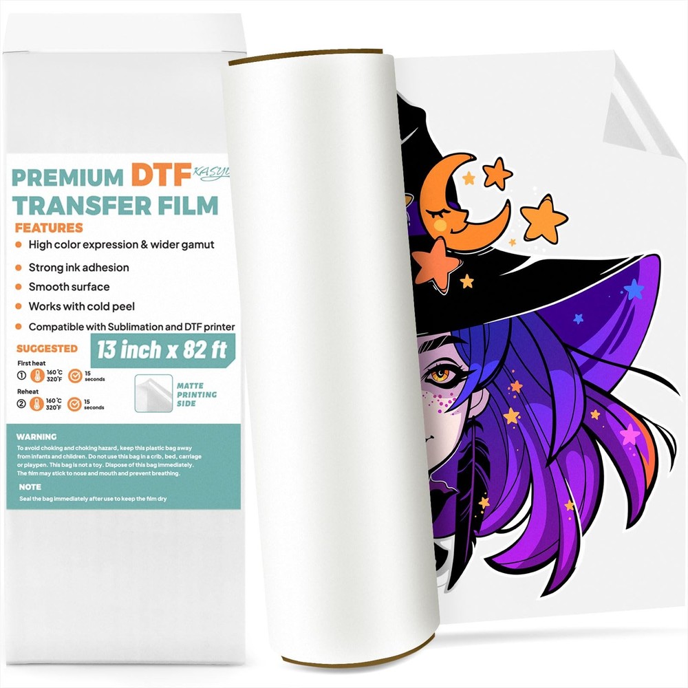 KASYU DTF Transfer Film Roll, A3 13″ x 82ft for Sublimation&DTF Printers