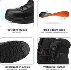NORTIV 8 Men’s Steel Toe Safety Work Boots Anti-Slip Military Tactical Wide Size