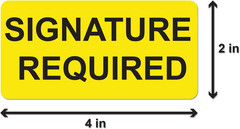 Signature Required Stickers (4 x 2 inch, Yellow, Rectangular – 300 Labels) Signa