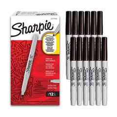 Sharpie Permanent Black Markers Extra Fine Pt Tip 12 Markers New In Box