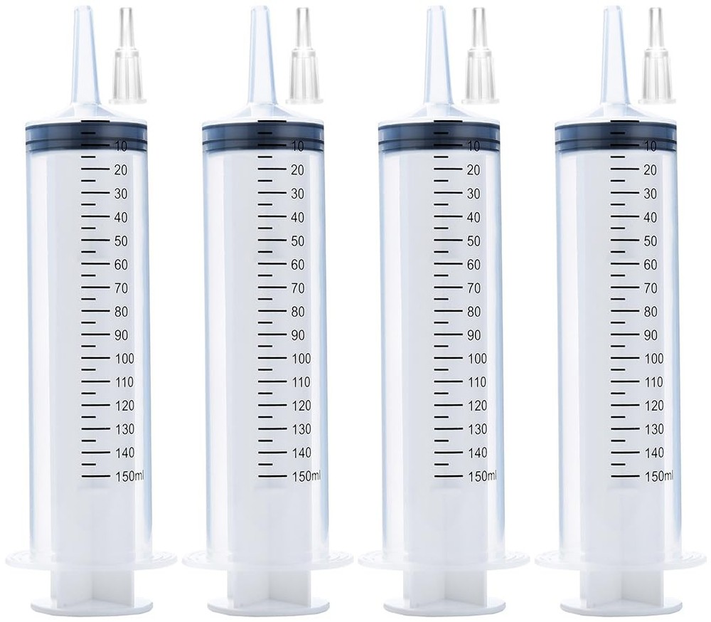 4 Pack 150ml Syringe with Tip Adapter, Large Plastic Garden Industrial…