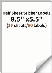 Versatile Half Sheet Labels (50 Total) – Strong Adhesive & Printer Compatible