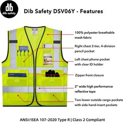 Men’s & Women’s Reflective Safety Vest – High Visibility ANSI Class 2, Large