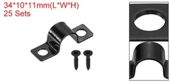 25Pcs 10mm U-Shaped Pipe Clamp Carbon Steel Double Hole Strap Clamp with Screw