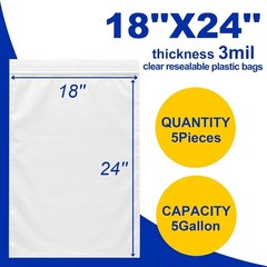 Reusable 5 Gallon Storage Bags with Zipper Heavy Duty 3Mil Thick Large 18×24