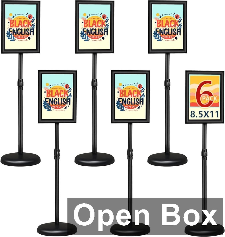 aanfency 6 Pack, 8.5″x11″ Adjustable Floor Standing Poster Stands, Black