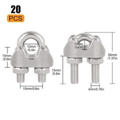 20PCS 5/16 Inch Cable Clamps Stainless Steel Wire Cable Clamps M8 Wire Rope C