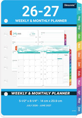 2026–2027 A5 Planner Refills 7-Hole Punched Jul 2026–Jun 2027 Weekly Monthly Pla