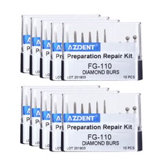 10PCS/Kit Dental Diamond Burs Kit FG101-FG117 fit Handpiece AZDENT