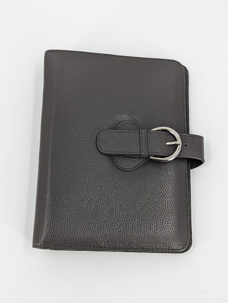Franklin Covey CO AVA Gray Binder 9.2”x7” Full Grain Leather for Classic Planner