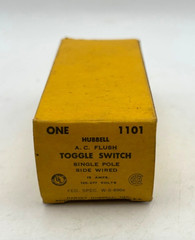 NOS Hubbell 1101 Single Pole Toggle Switch 15A 120-277V AC Flush Side Wire