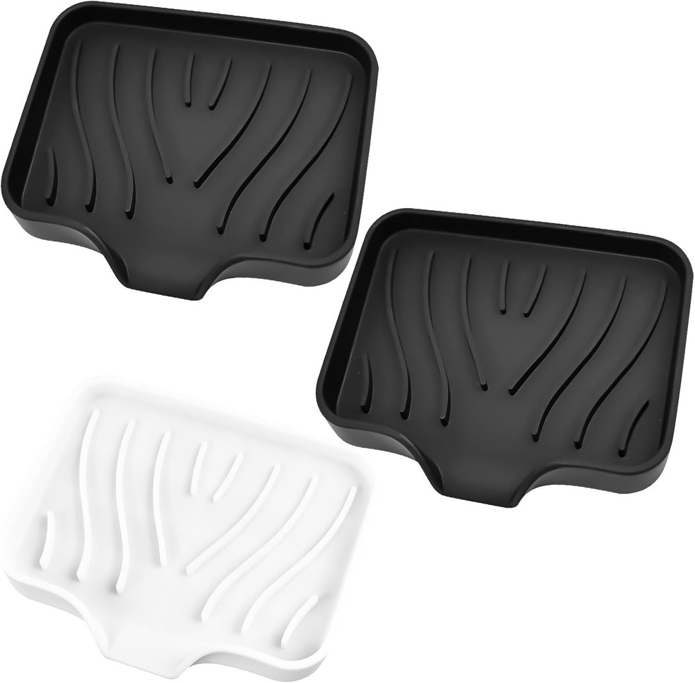 3 Pack Silicone Soap Dish with Drain – Bar Soap Holder for Shower, Bathroom and