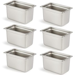 CURTA 6 Metal 1/4 Size 6″ Deep Food Pans 6.5×10.5″Steam Prep Fridge NSF Thick