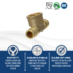 25) 1/2″ PEX A EXPANSION FEMALE TEE, F1960