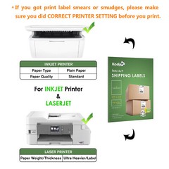 Premium 1100 Shipping Labels 8.5×5.5 Half Sheet Adhesive 2 Per Sheet 1000 Koala