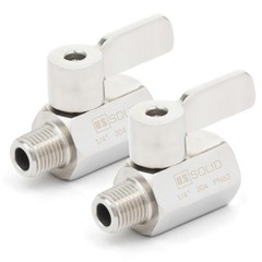 U.S. Solid 2pcs 304 Stainless Steel Mini Ball Valve 1/4 in FNPT x 1/4 in MNPT