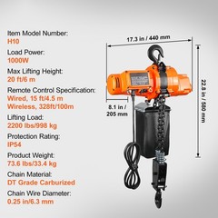 VEVOR Electric Chain Hoist Single Phase Crane Hoist 2200 lbs Load 20 ft Lifting