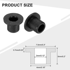 10Pcs Flanged Sleeve Bearing, ID 3mm x OD 4mm x Length 5mm POM Bushing, Black