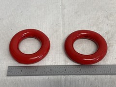 (2) Vinyl Coated Lead Ring Stabilizing Weights 125-500mL Flask 3”OD 1.6”ID 0.5lb