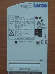 Lenze 8200 Vector frequency inverter 0.75 Kw. -Type: E82EV751K2C – New & Tested