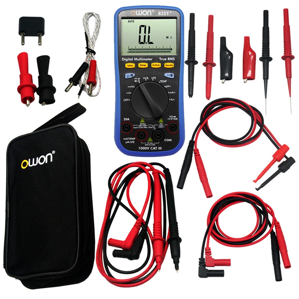 OWON B35T+ multimeter with True RMS measurement with test leads TLP20157 USA
