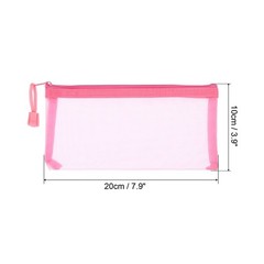 4Pcs Mesh Zipper Bags, A6 Travel Cases Nylon Makeup Pouches, Pink