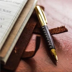 100% Genuine Leather Notebook Journal Gift Set Fountain Pen Brown 5x7in Gift Box