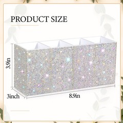Bling Desk Organizer for Women, Rhinestone Pen Makeup Brush Holder, Girly Des…
