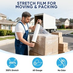 TICONN Stretch Wrap Film Roll, 1000ft Industrial 15”-1PK, White