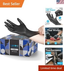 Black Nitrile Disposable Gloves Large, 50 Count – BBQ, Tattoo, Hair Dye, Cook…