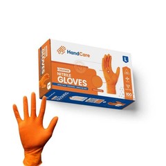 HandCare Orange Nitrile Gloves – Powder Free (8 Mil), 100 Gloves ( 1 BOX)