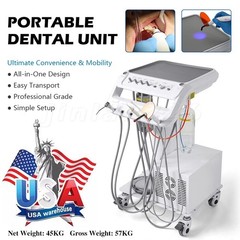 Portable Dental Unit w/ Air Compressor Curing Light Scaler 4H Handpieces