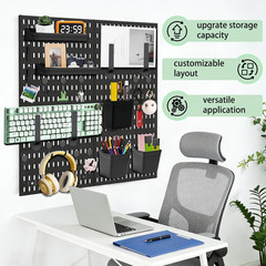 Pegboard Wall Organizer Kits, 4 Pcs Pegboards with 21 Accessories Modular Hangin