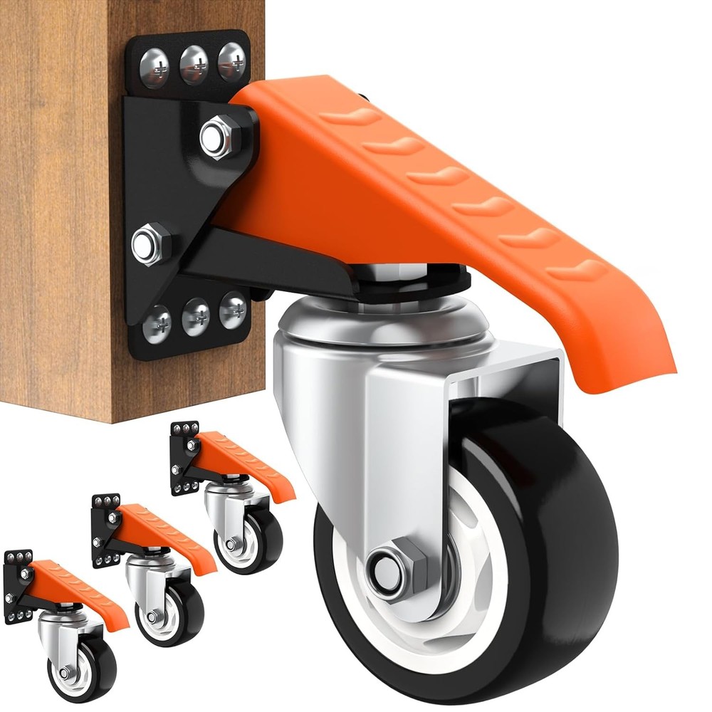Heavy Duty 880Lbs Capacity Retractable Casters Wheels Kit 3 Inch Casters Set