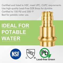 1/2 Inch Press x 1/2 PEX-A Expansion Adapter Copper Fittings 5 Pack