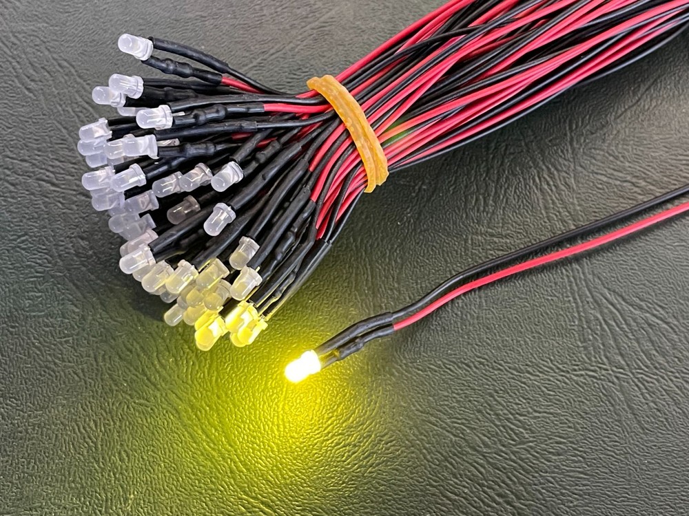 LED Warm White Incandescent-Look Pre-Wired 3mm 12V Volt Model Railroad Auto