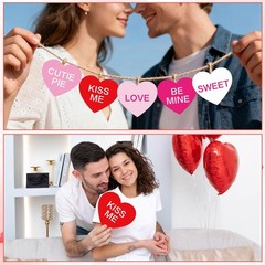 50 Pcs Valentine’s Day Heart Cutouts Cut-Outs Red Pink White Conversation Heart