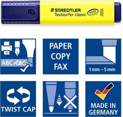 Textsurfer Classic Highlighters – 4 Colors Rainbow Set with Stand, Ultra-Soft