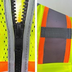 FX Class2 Hi-Vis Reflective Safety Vests with 6 Pockets and Zipper Front Green.