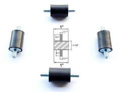 4 Rubber Vibration Isolator Mounts (1″ Dia x 1-1/2″ Thk) 5/16-18 x 5/8″ Studs