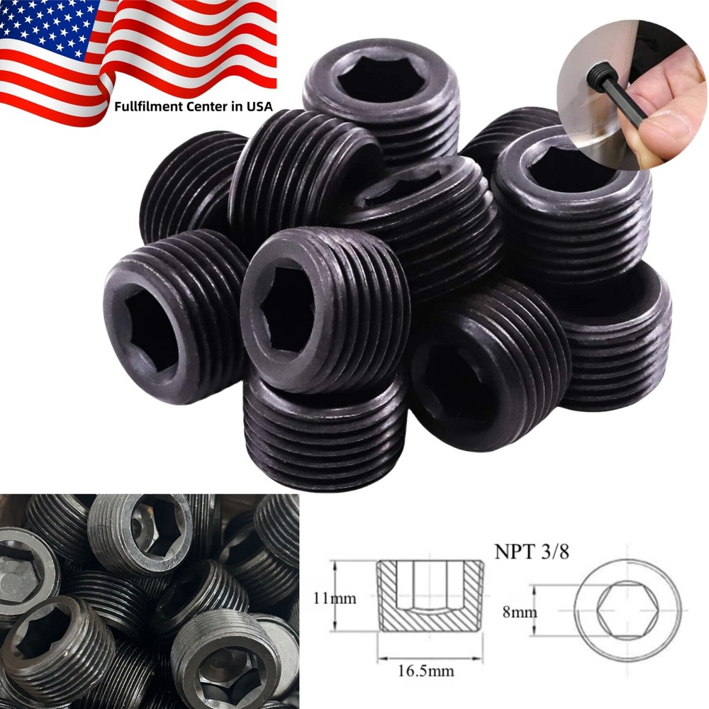 3/8″ Male NPT Thread Allen Head Pipe Plug Hex Socket 1~20packs Usa Fast Shipping