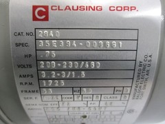 CLAUSING 2840 35E394-0086G1 208-230/460V 3.2-3/1.5A NSNP