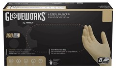 8mil Latex Gloves Textured Heavy Duty Industrial Cream White Medium Powder Free