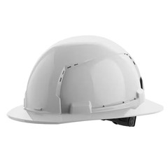 BOLT White Type 1 Class C Full Brim Vented Hard Hat with 6-Point Ratcheting Susp