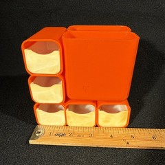 Vintage HOF Hong Kong Orange Plastic Desk Organizer 4 Drawers 2 Cups No 7412